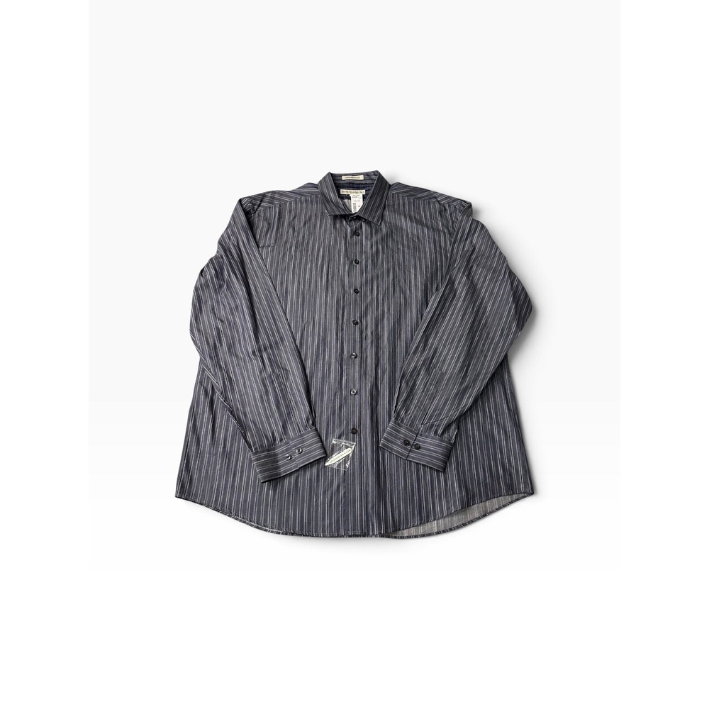 Pronto Uomo Button Down Shirt Mens 4XLT Blue Gray NEW Modern Fit Striped